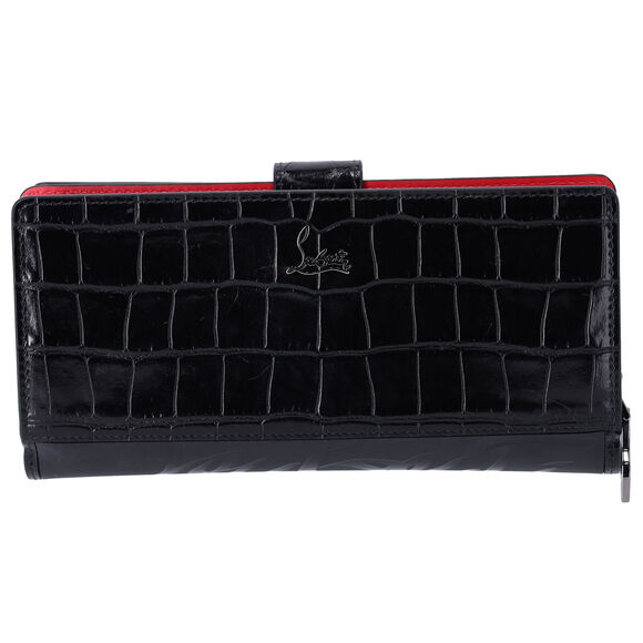 Christian Louboutin Paloma Long Wallet Black Red Leather - Picture 2 of 6